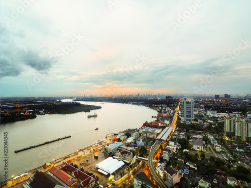 Samutprakarn district area see city along the chaopraya river and BTS trail and stations.