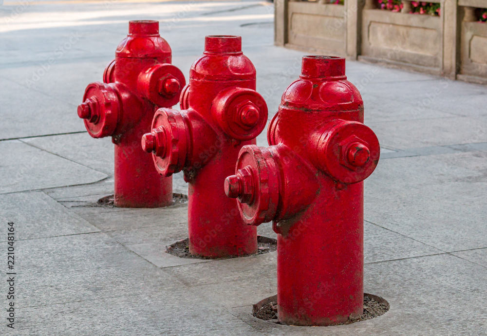 Group of fire hydrants in Shanghai street Group of fire hydrants in Shanghai street
