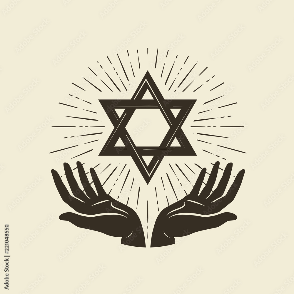 Star of David, symbol. Israel or Judaism emblem. Vector illustration