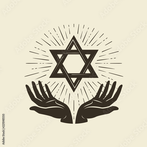 Star of David, symbol. Israel or Judaism emblem. Vector illustration