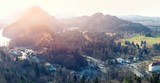 Panoramic view of Beautiful summer sunset landscape view of the Hohenschwangau castle at Fussen Bavaria, Germany