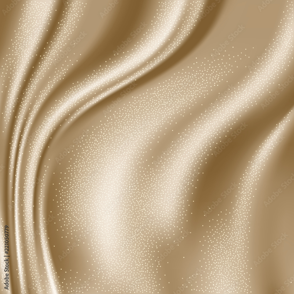Luxury beige satin smooth fabric background for celebration, ceremony, event invitation card or advertising poster. Vector Illustration