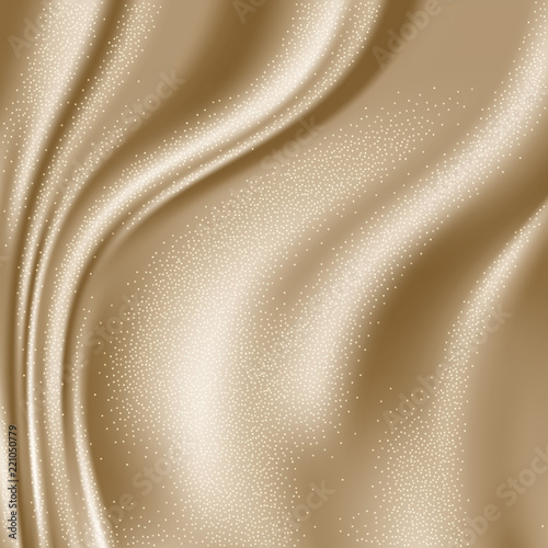 Luxury beige satin smooth fabric background for celebration, ceremony, event invitation card or advertising poster. Vector Illustration