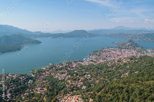 Aerial view of Valle de Bravo's lake at Mexico