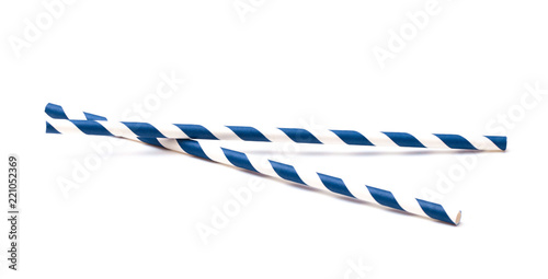 Stripped Paper Straws on a White Background