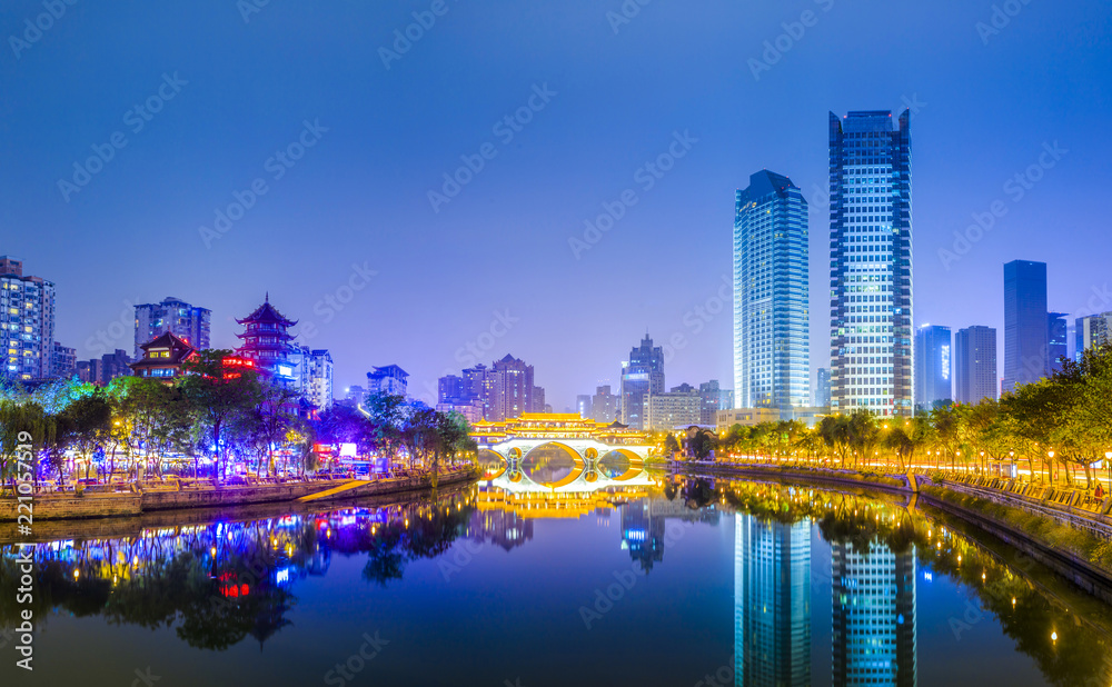 Naklejka premium Urban architectural landscape of Jinjiang, Chengdu..