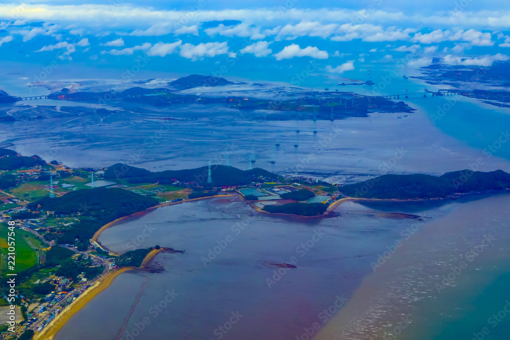 Obraz premium aerial photos view of South Korea island