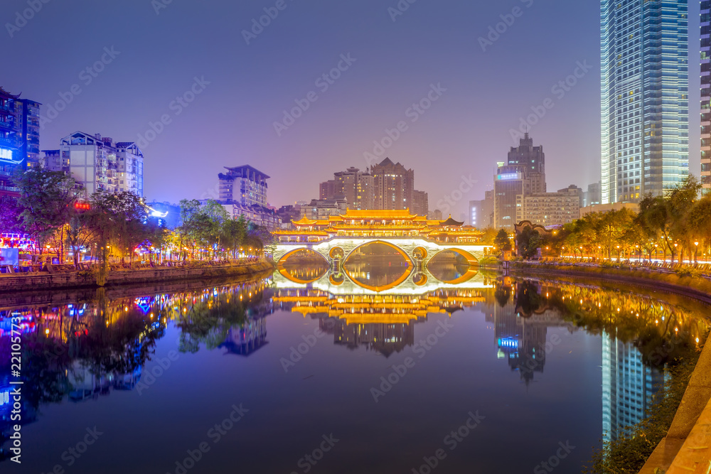 Fototapeta premium Urban architectural landscape of Jinjiang, Chengdu..