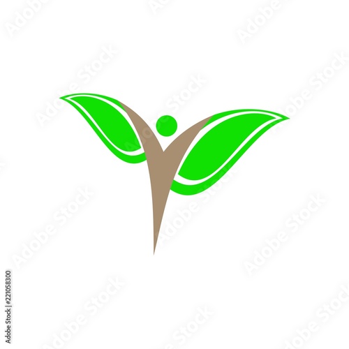 People silhouette with leaf logo