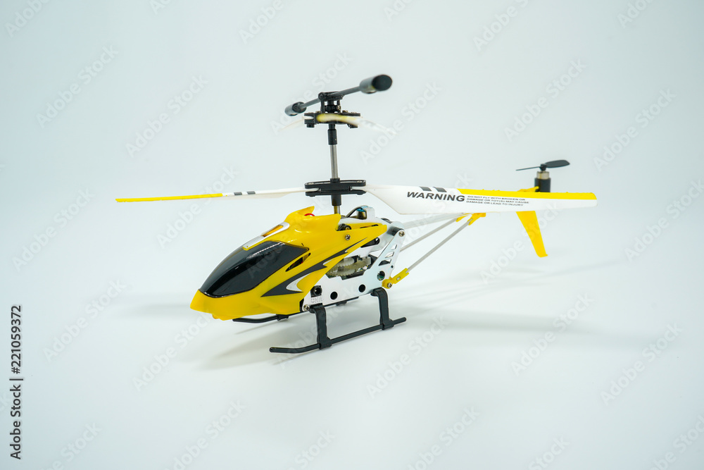 Fototapeta premium Mini Helicopter toy white background.