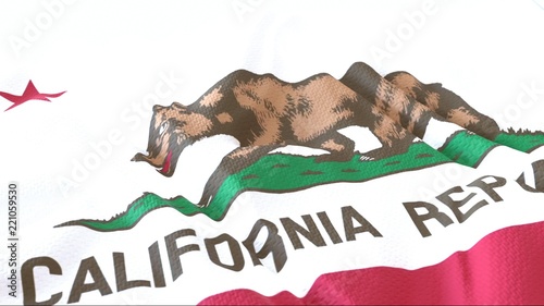 3d render  Realistic Wavy Flag of California .