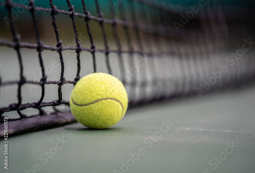 The beginning of a champion, Close up tennis ball on the courts background. © Danupol