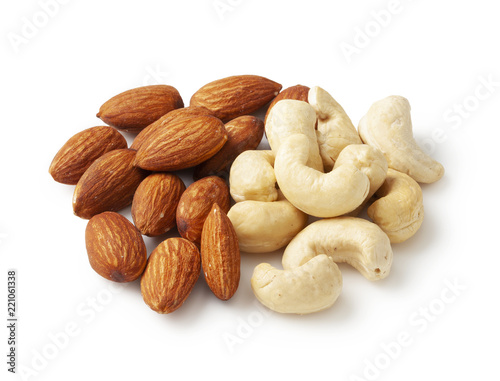 Assorted mixed nuts on white background