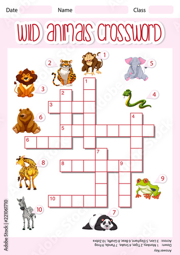 Wild animals crossword template