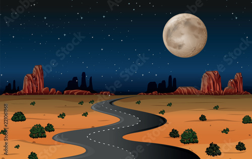 Arizona desert road at night
