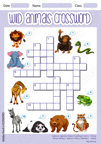 Wild animals crossword template
