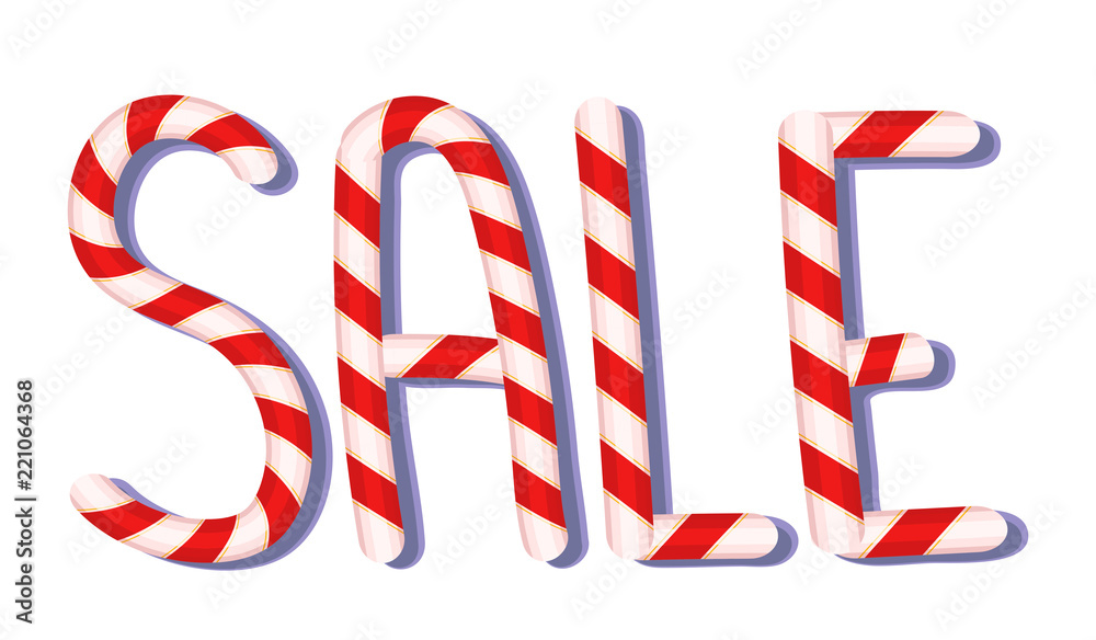 Obraz premium CHRISTMAS SALE, candy cane typographic