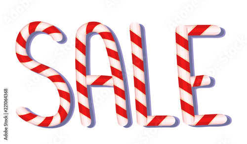 CHRISTMAS SALE, candy cane typographic