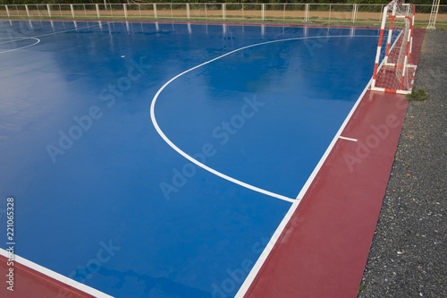 Empty futsal court. Futsal court for exercise in the community. © sucharn