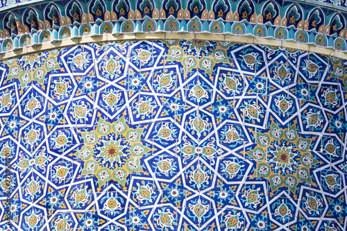 Decorated dome at Barak Khan madrasah. Hast Imam Square (Hazrati Imam) is a religious center of Tashkent.