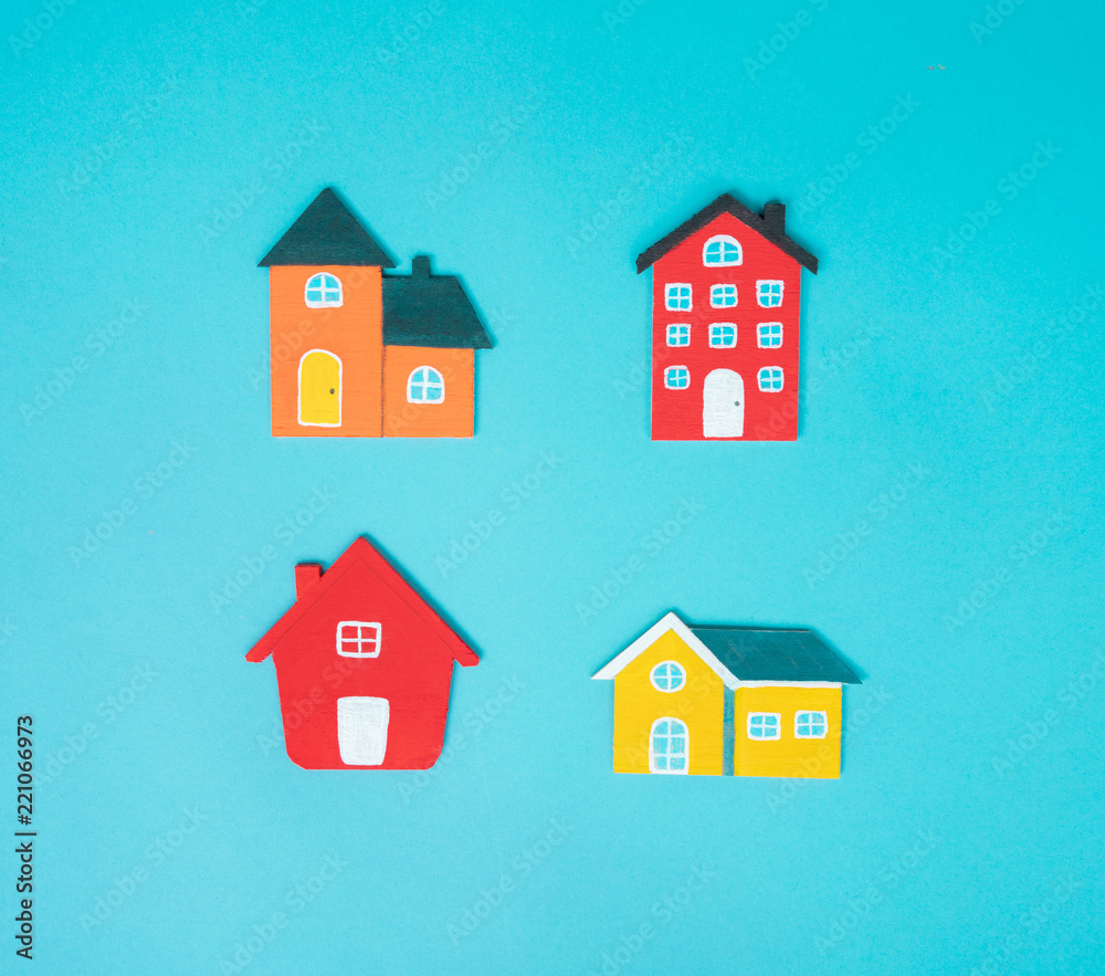 House on blue background. House on blue background.