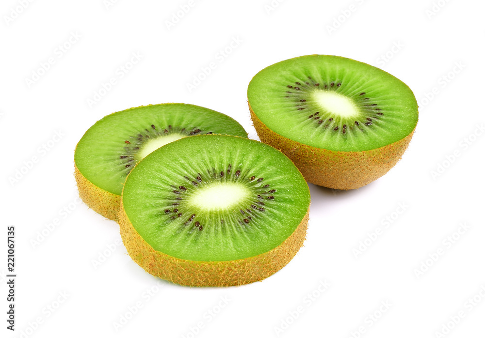 Slice of fresh kiwi fruit isolated on white background Slice of fresh kiwi fruit isolated on white background