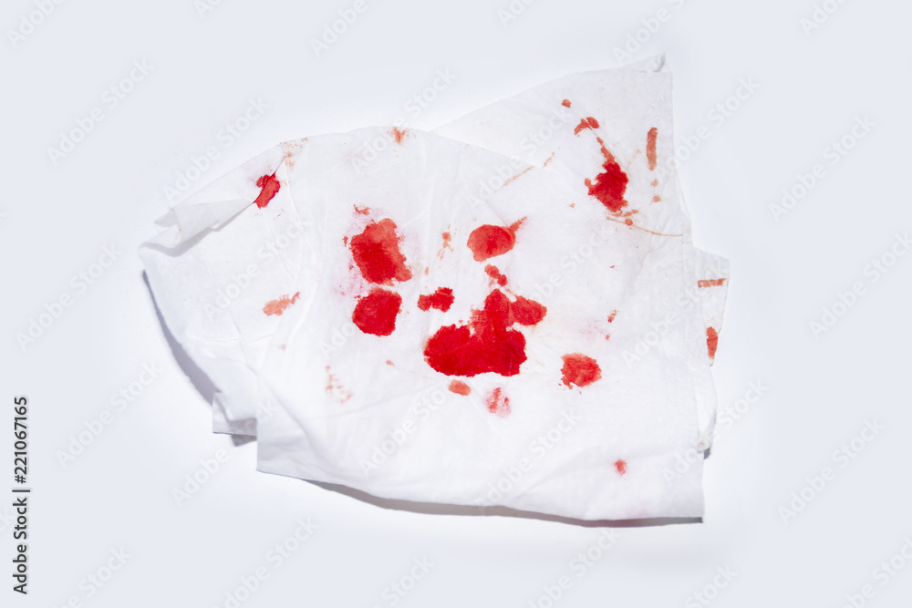 Tissue with red blood Tissue with red blood