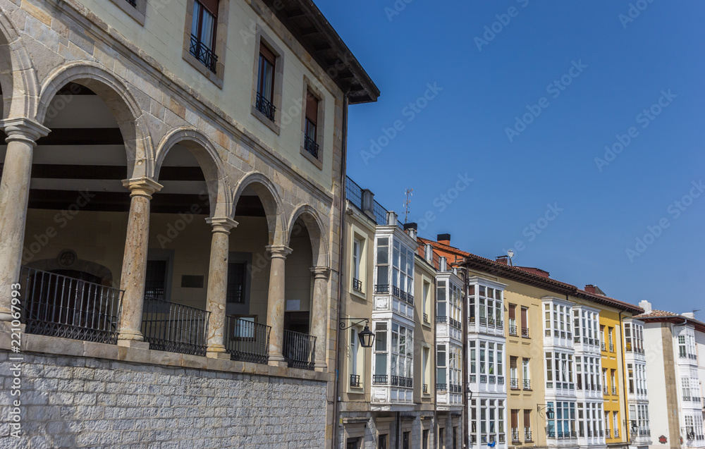 Old building and bay windows in Vitoria-Gasteiz, Spain