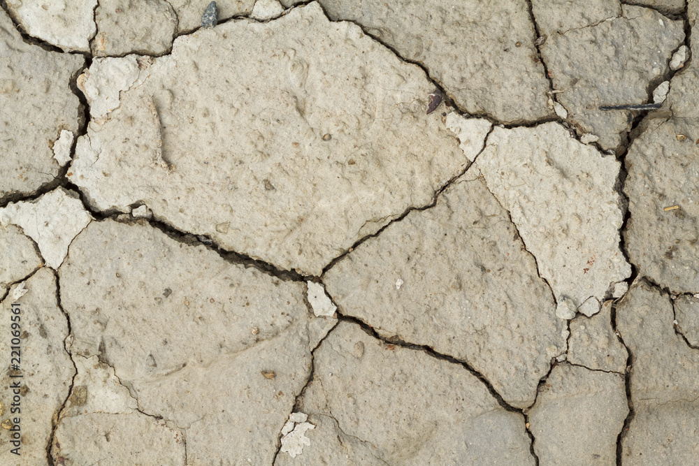 Fototapeta premium Closeup of dry soil, Cracked Ground Background