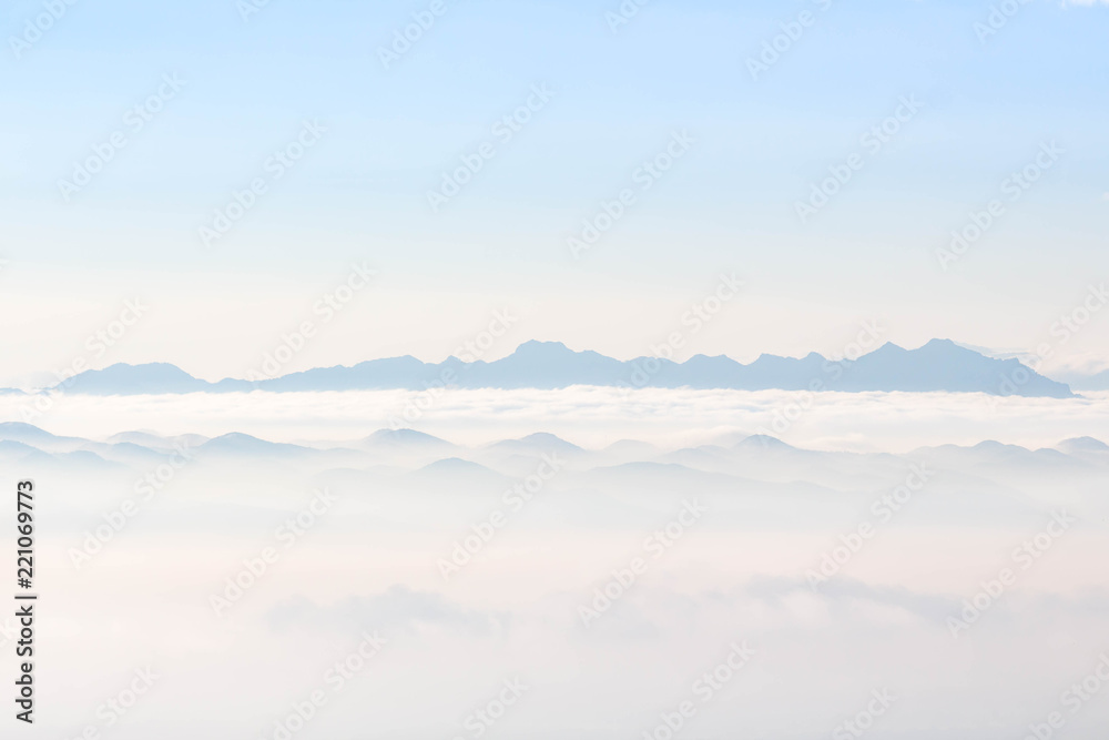 Obraz premium Mountain,Clouds Fog and Sky,Soft background 