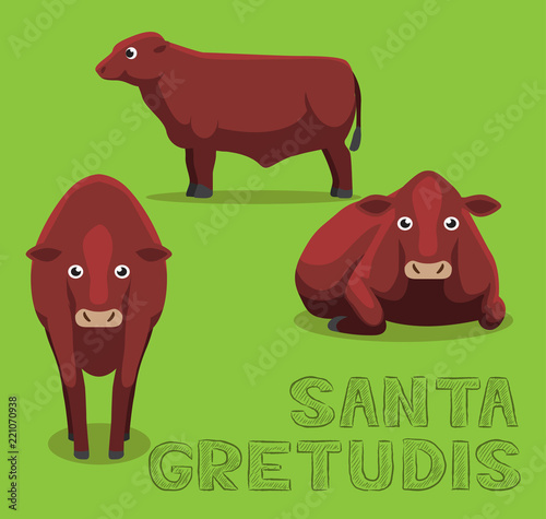 Cow Santa Gertudis Cartoon Vector Illustration