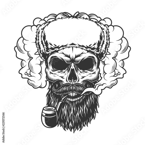 Skull in smoke cloud