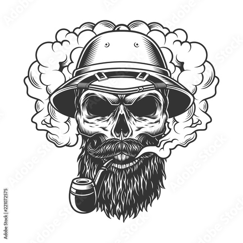 Skull in smoke cloud