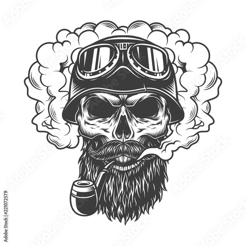 Skull in smoke cloud