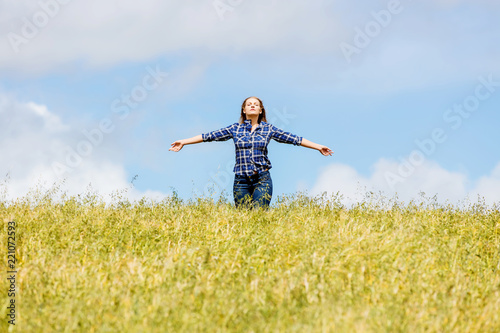 Woman in beautiful nature setting