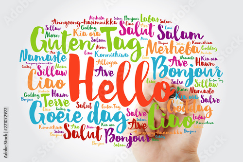 Hand writing Hello word clo...