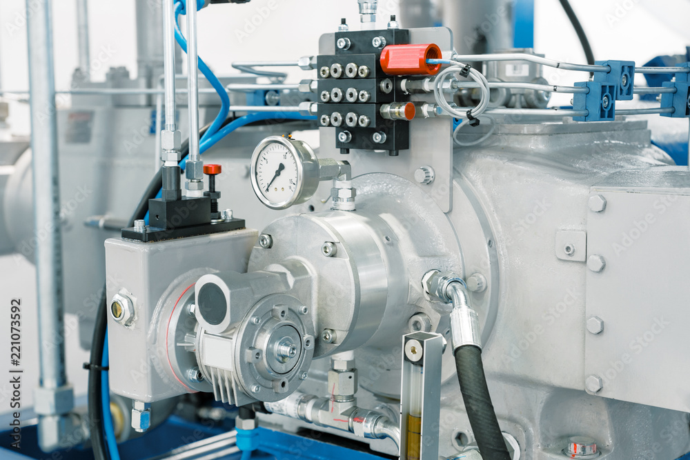 Pipeline system of a powerful industrial gas compressor. Pipeline system of a powerful industrial gas compressor.