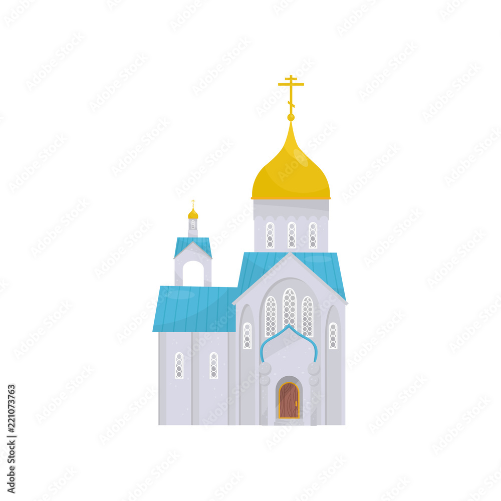 Orthodox Church building, religious temple vector Illustration on a white background