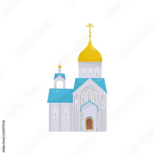 Orthodox Church building, religious temple vector Illustration on a white background