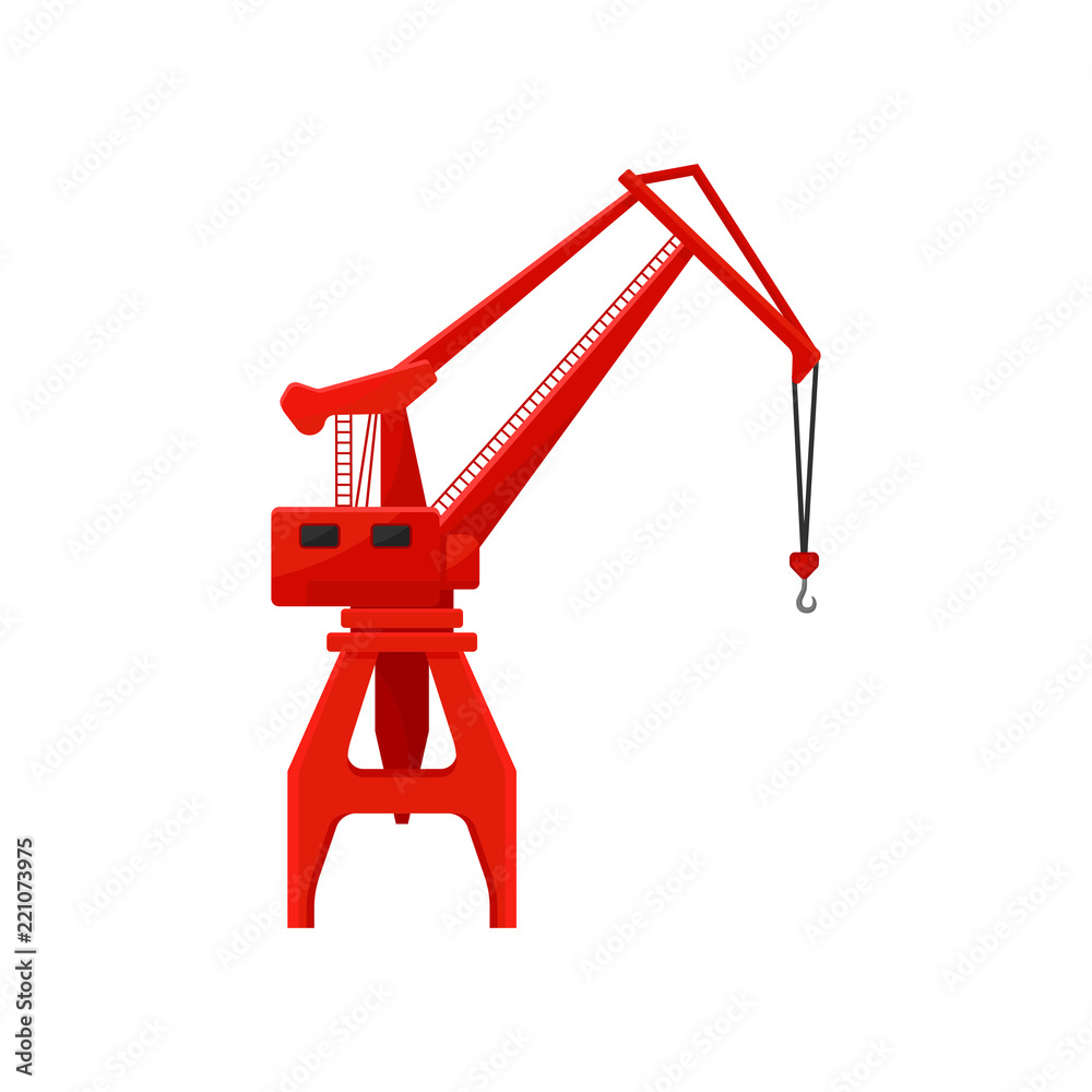 Industrial red hoisting crane vector Illustration on a white background Industrial red hoisting crane vector Illustration on a white background