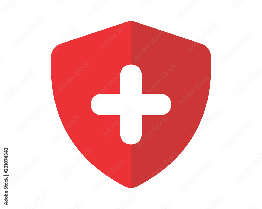 Fototapeta premium red plus shield secure protect image vector icon logo symbol