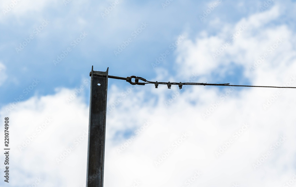 Line Power pole Thailand,White Background Line Power pole Thailand,White Background