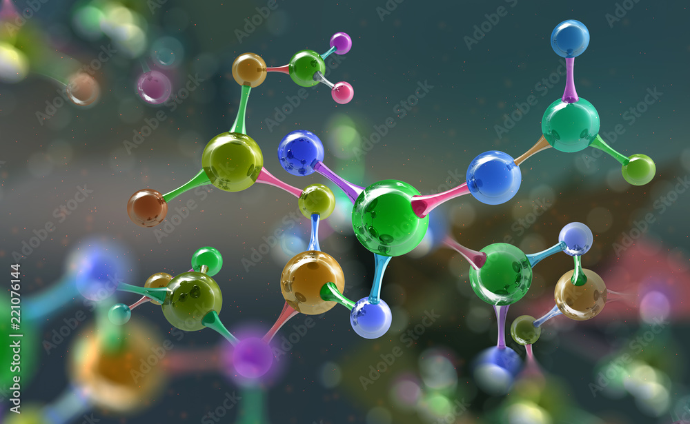Molecule. Hi Tech technology in the field of genetic engineering. Scientific breakthrough in molecular synthesis. 3D illustration on a futuristic background Molecule. Hi Tech technology in the field of genetic engineering. Scientific breakthrough in molecular synthesis. 3D illustration on a futuristic background