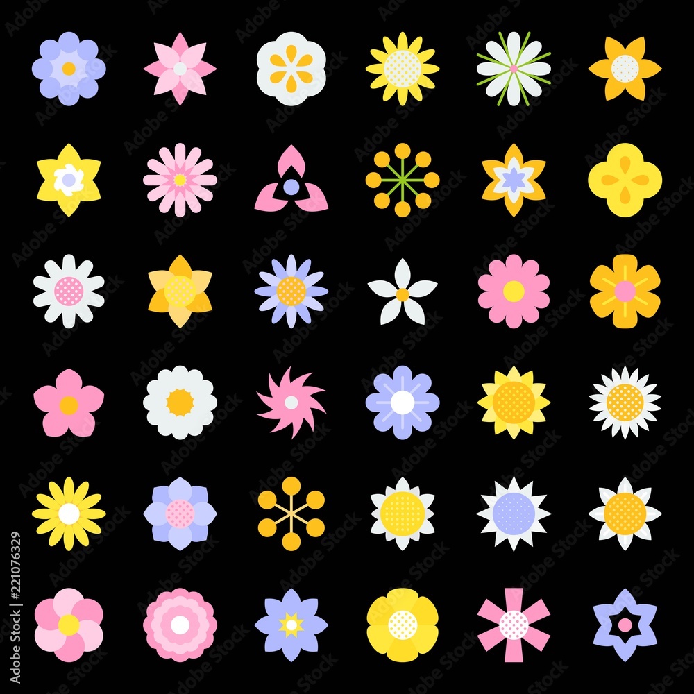 flower and floral logo icon isolated vector, flat design