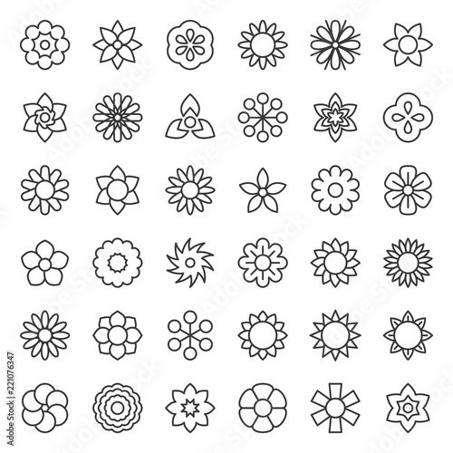flower and floral logo icon isolated vector, editable stroke