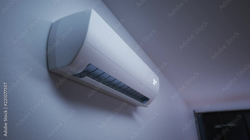 Internal unit of a split air conditioner. Smooth and slow camera heading. 4K HD Internal unit of a split air conditioner. Smooth and slow camera heading. 4K HD