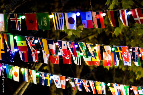 flags with night sky photo