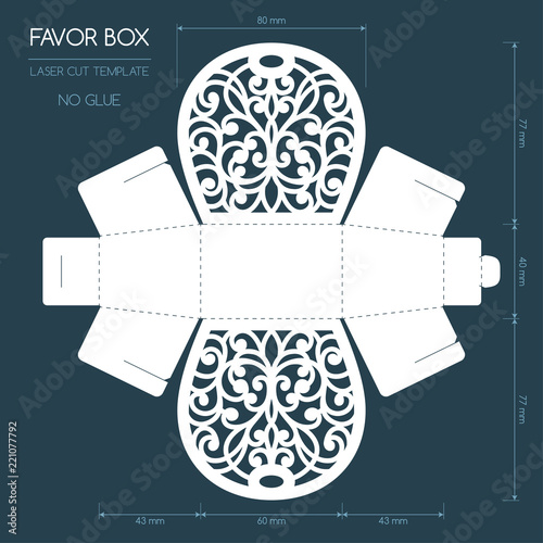 Openwork favor box with a lace ornament. Wedding bonbonniere. Laser cutting