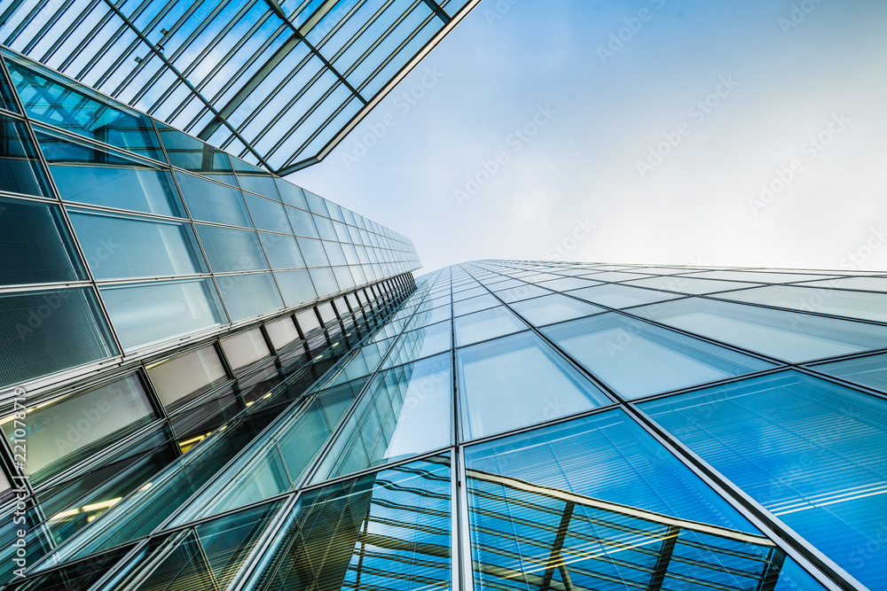 Obraz premium steel blue glass high rise building skyscrapers