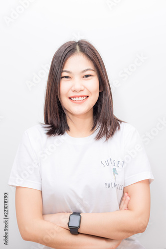 Portrait of attractive young asian women relaxing and smiling